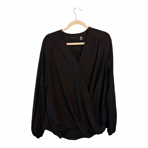 Tahari Tops - Tahari Black Wrap-Style Long Sleeve Blouse